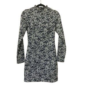 KOOKAI EUC geometric snow leopard print mock neck long sleeve fitted dress sz 4